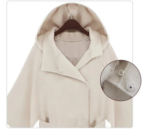 ZADORIN Womens Woolen Coats Solid Three Quarter Sleeve Fur Collar Woolen Coat Elegant Vintage White Cape Coat trench coat