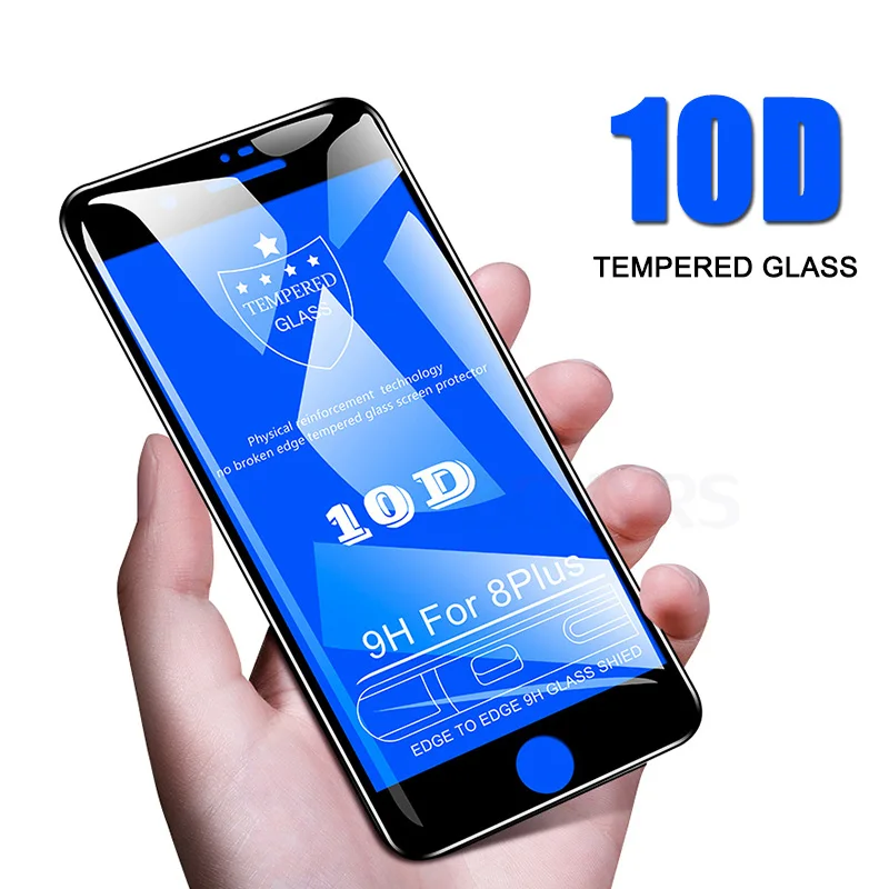 Защитное стекло 10D с полным покрытием для iPhone 6 7 8 plus защита экрана закаленное x xr xs