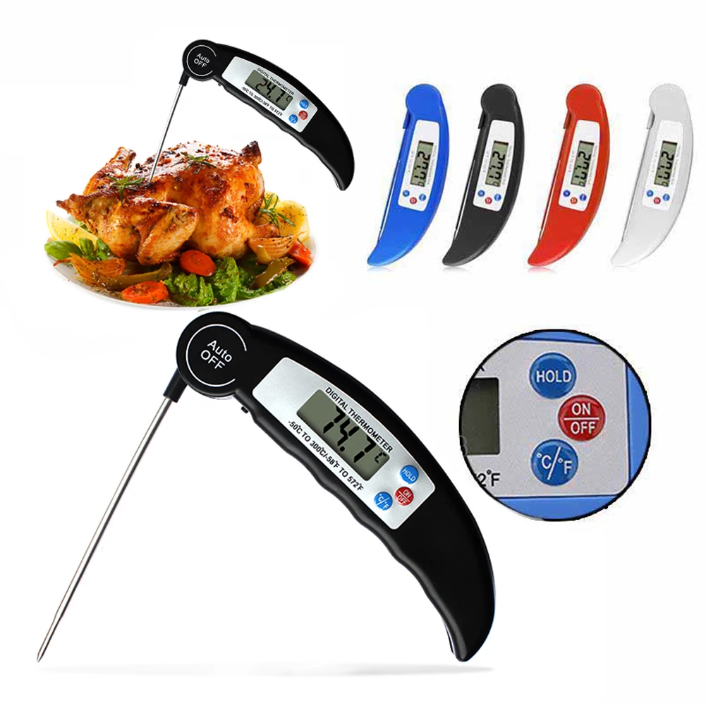 Digital Cooking Water Oil Tools Instant Read Probe Thermometer Foldable Food BBQ Meat Oven Folding Kitchen Thermometer Grill
