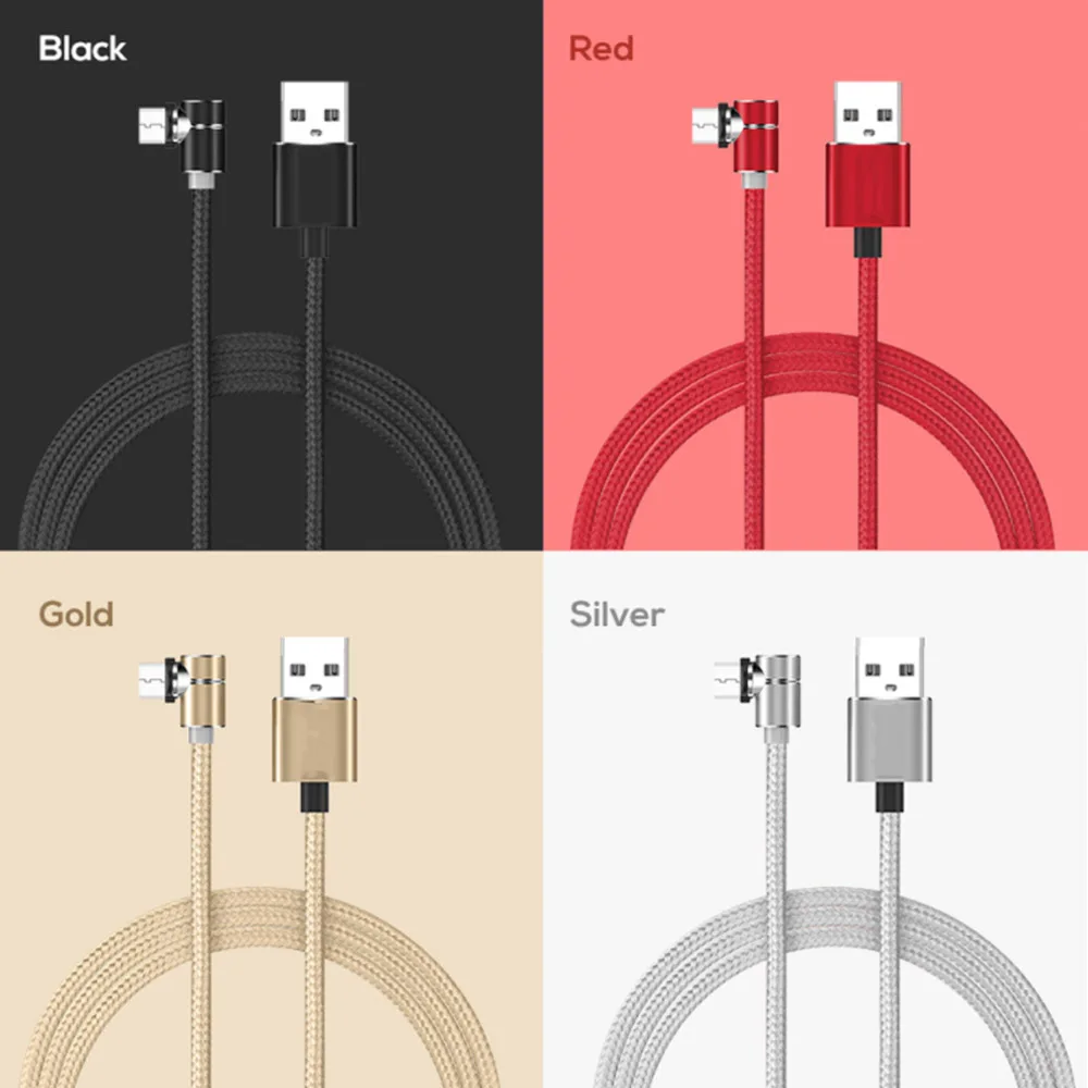 Магнитный светящийся кабель 90 градусов для Micro USB и Type C быстрой зарядки iPhone X XR 6 7 8