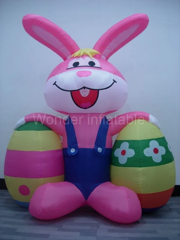 

Самый Популярный Уличный 10 футов гигантский надувной Пасхальный кролик, держащий два яйца, украшение