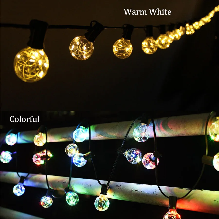 Waterproof 4.2M String Light 25pcs E14 G40 Copper Wire Bulb Inddoor Outdoor Decorative Lights for Holiday Garden Yard Party