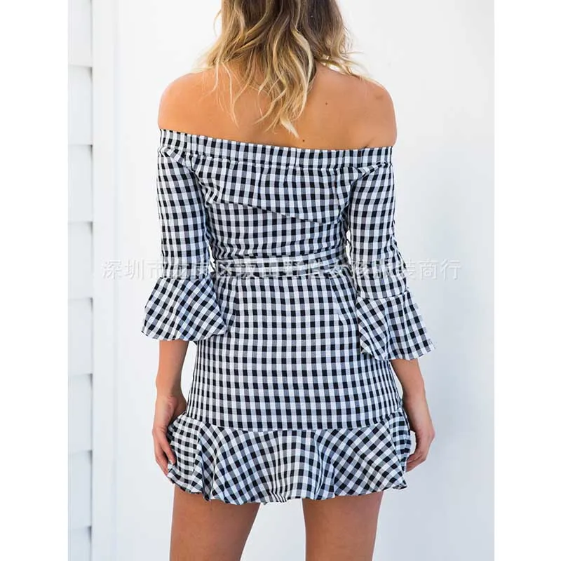 Vancol 2017 старинные плед летнее платье женская Повседневная Bodycon халат сексуальный
