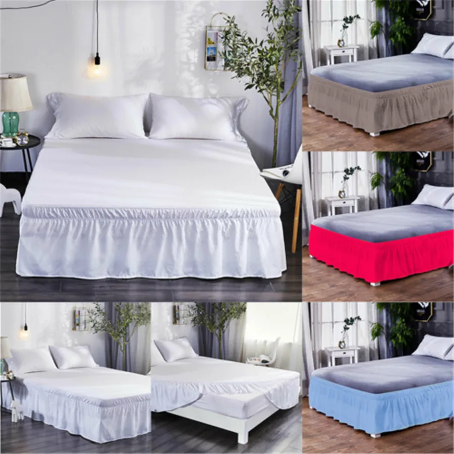 Hotel Microfiber Queen/King Size Bed Skirt White Shirts without Surface Elastic Band Fitted Valance Sheet Lining Easy | Дом и сад