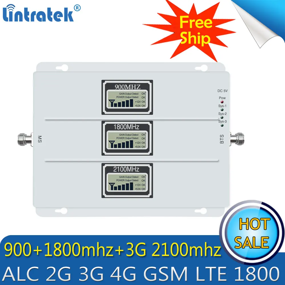Бесплатная доставка GSM 900 WCDMA 2100 LTE 1800 2G 3G 4G усилитель сигнала ALC 70 дБ сотовый
