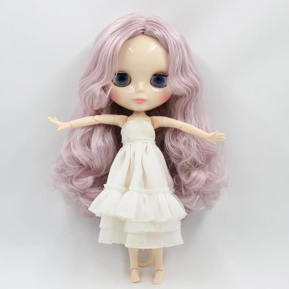 Ледяная кукла DBS Blyth 1/6 bjd шарнирное тело белая кожа розовый микс фиолетовые волосы