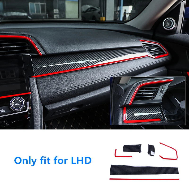 Option 8 Фортепиано красный Интерьер Литье крышка ABS Decroation крышка планки для Honda Civic 10th LHD стайлинга автомобилей - Название цвета: Option 8