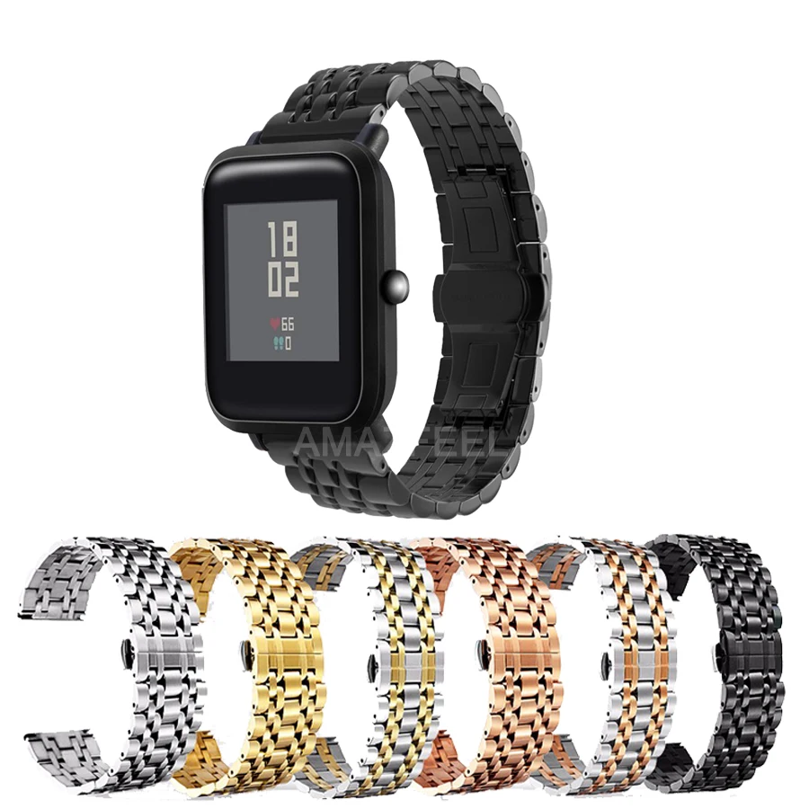 20 мм металлический браслет из нержавеющей стали для Xiaomi Huami Amazfit Bip Молодежные умные часы для Amazfit Pace и Stratos ремешок на запястье
