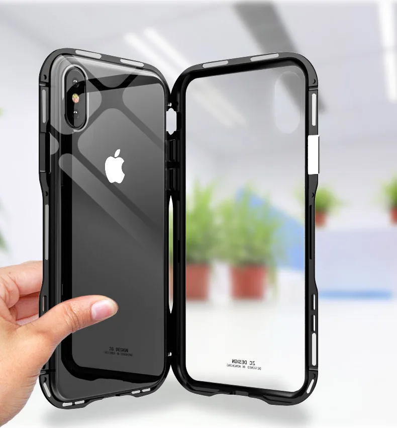 Luxury Magnetic Case For iPhone X XS Max XR 8 7 Plus Magnet Cases Clear Glass Back Cover Metal Bumper |