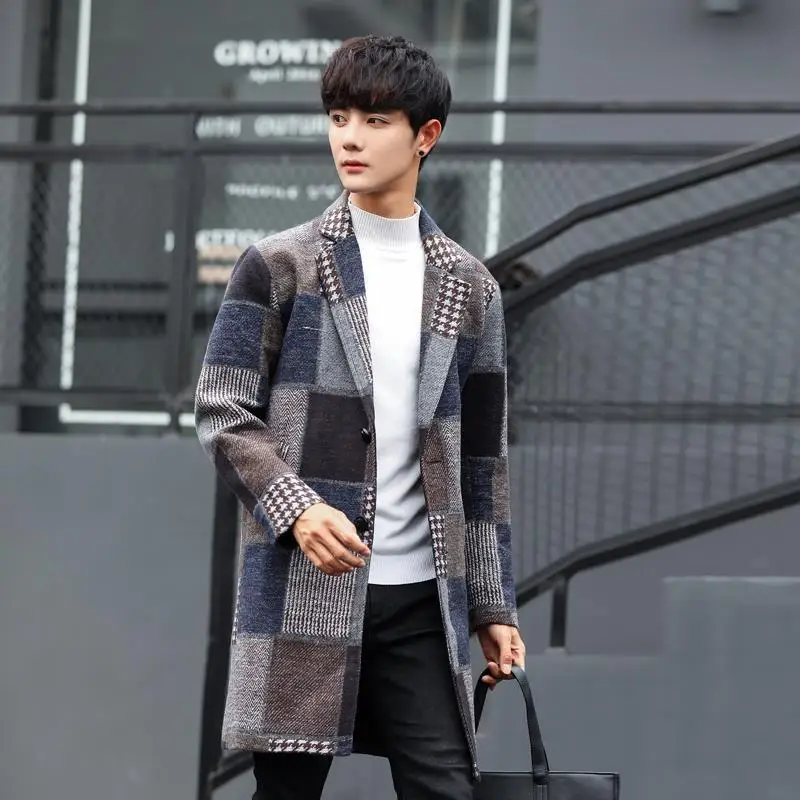 Manteau Homme Moleton Casaco Masculino Plaszcz длинные Cappotto Uomo для мужчин весна зима плед Slim Fit рок