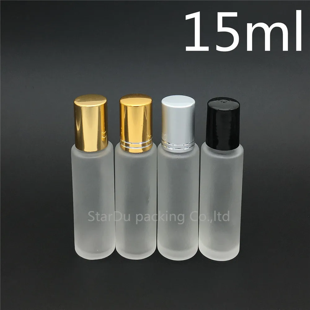 

100pcs 15ml transparent frosted rollon bottle ,essential oil perfume bottle 15cc small glass roller container