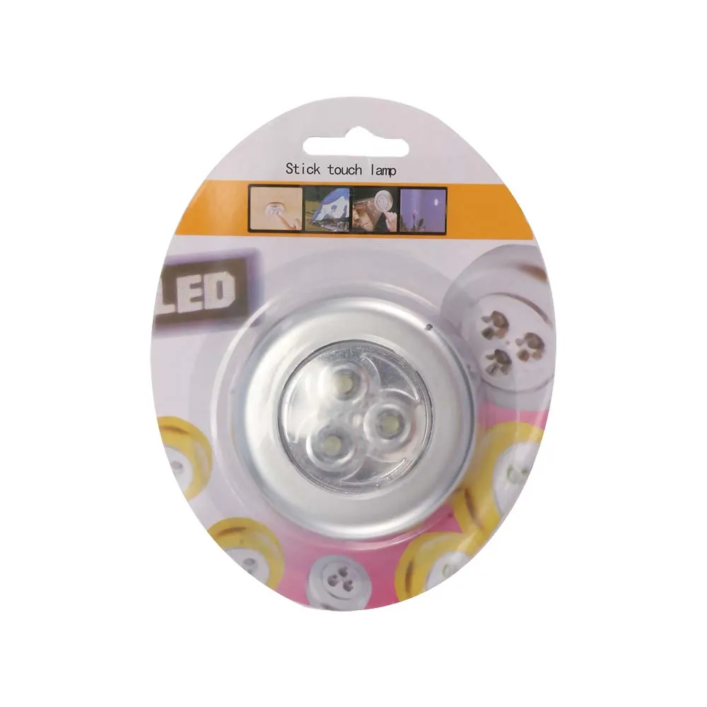 3 LED Touch Control Night Light Round Lamp Under Cabinet Closet Push Stick On Home Kitchen Bedroom Automobile Use | Лампы и освещение