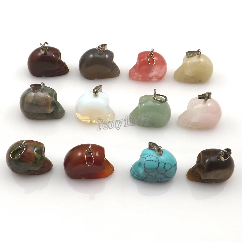 24 шт./лот подвески из натурального камня в форме черепа полудрагоценного для