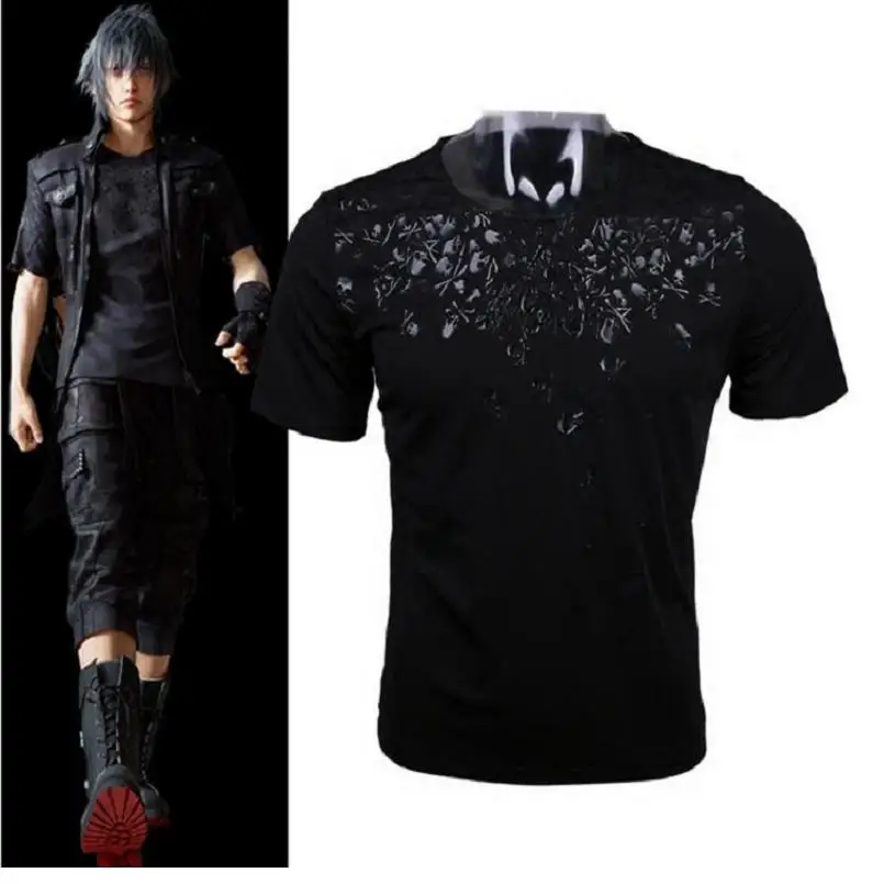 Unisex Final Fantasy 15FFXV Noctis Skull T-shirt Tee T Shirt Tops | Мужская одежда