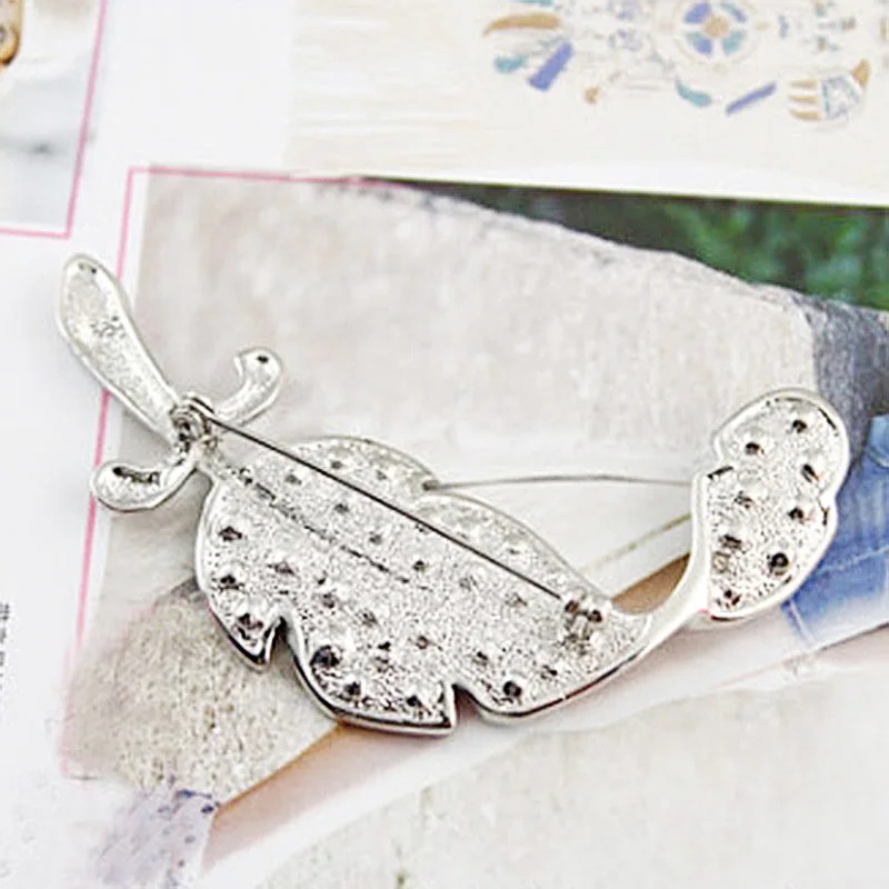 Vintage Cute Beautiful Retro Feather Leaf Rhinestone Planted Mini Brooch Pin CX17 | Украшения и аксессуары
