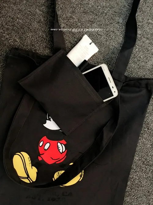 Disney Mickey Холщовая Сумка зеленая сумка для покупок маленькая свежая наплечная