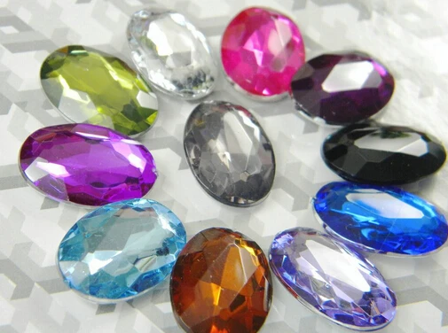 

Free shipping~! 1000pcs/Bag 10*14mm Oval Shape Point Back Acrylic rhinestones, 3D Nail Art / Jewelry / Garment Rhinestone
