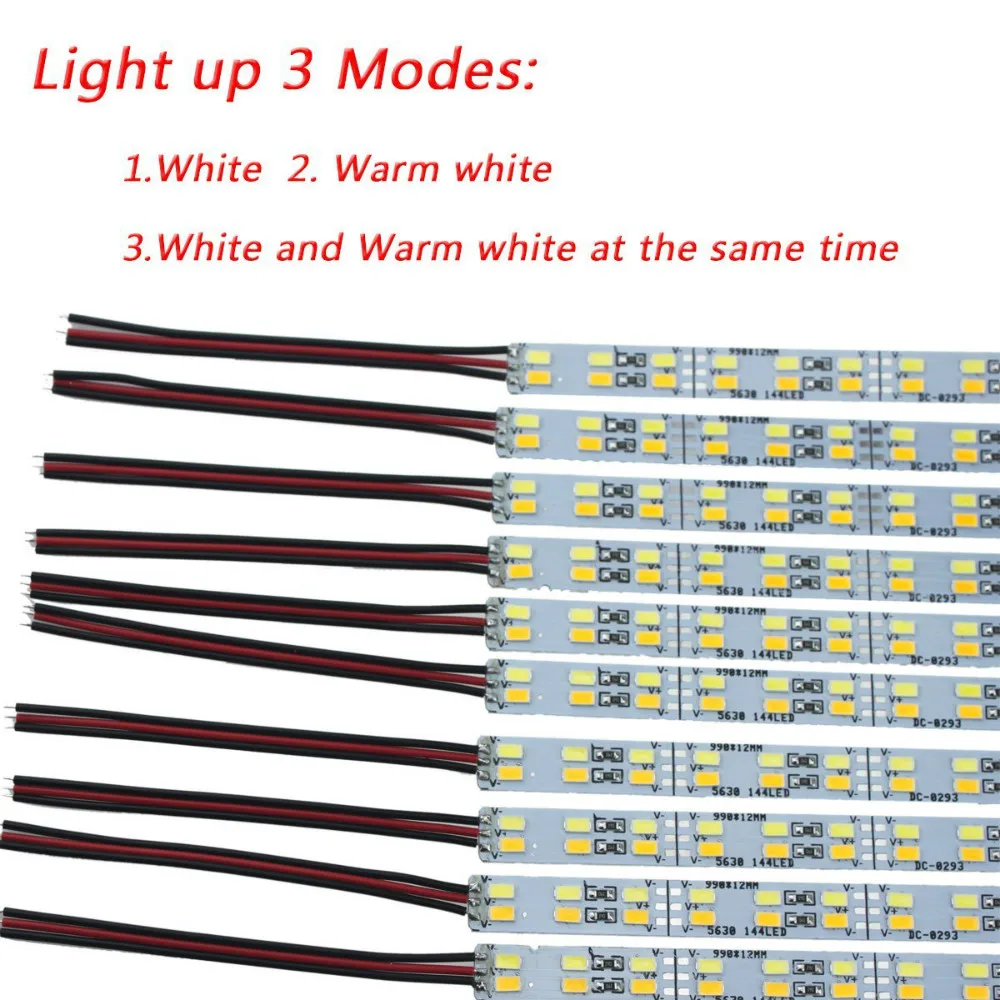 

10pcs 50cm 5630 led hard rigid strip bar double row 72led white and warmwhite dc12v cabinet lights no waterproof kitchen lamp