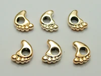 50 gold tone metallic acrylic foot big hole beads 15x10mm