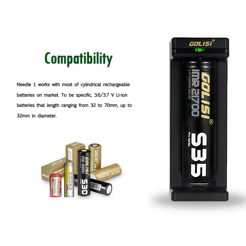 Golisi NI1 NI2 Аккумуляторы для зарядки 18650 20700 21700 26650 18350 USB Батарея Зарядное устройство