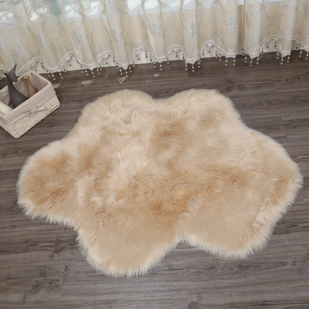 2018 new flower cloud shape Sheepskin Rug Chair Cover Bedroom Mat faux leather Warm Hairy Carpet Fur Area Rugs | Дом и сад