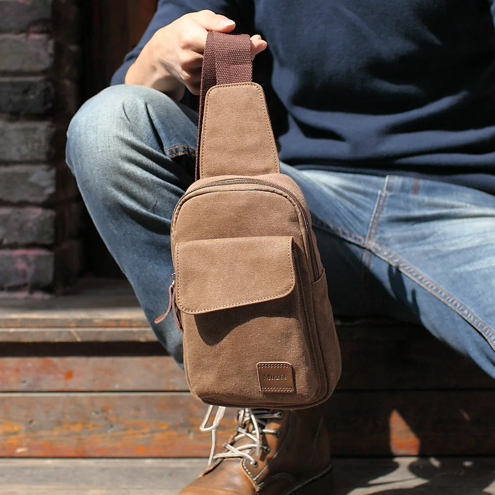 

New Casual Men's Chest Bag Canvas Sling Bag Multifunctional Small Male Crossbody Bags Fashion Shoulder Bags