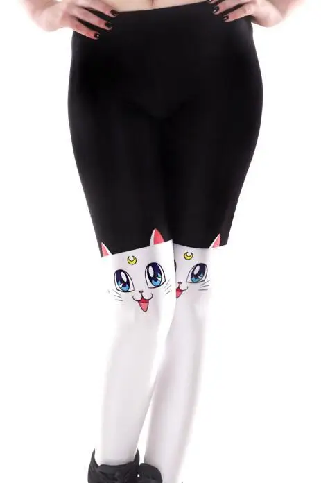 4XL Fashion Women Galaxy Leggings Lovely Cat Printed Style Pants Black Milk Kawwai Elastic Slim Leggins | Женская одежда