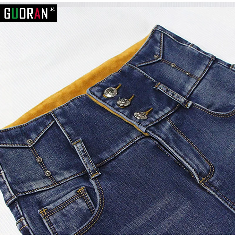 2016 модные зимние теплые плотные бархатные женские хлопковые джинсовые брюки