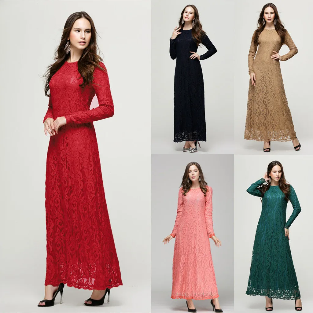 Женское мусульманское платье с жемчугом Abaya свободное однотонное большого