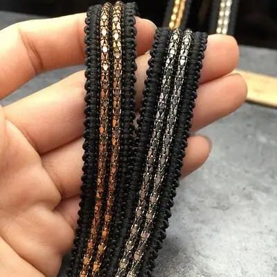 L7 gold 16mm 5yds золотая цепочка с серебряными бусинами кружевная лента винтажная Ткань кружево с блестками свадебное платье Dentelle Аппликация Швейные принадлежности - Цвет: L7 gold 16mm