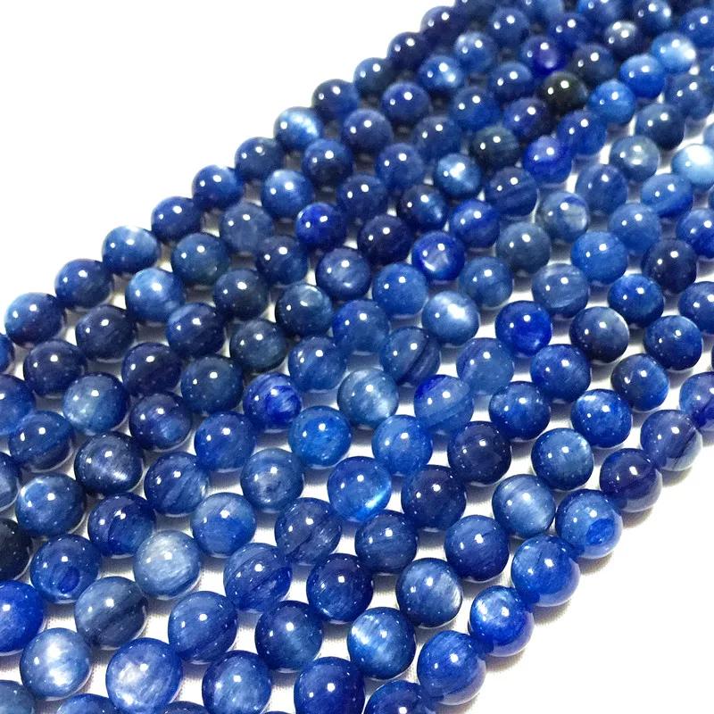 Натуральный голубой кианитовый камень 6 мм Гладкие бусины 19 см/String Strong Blue Shine Non