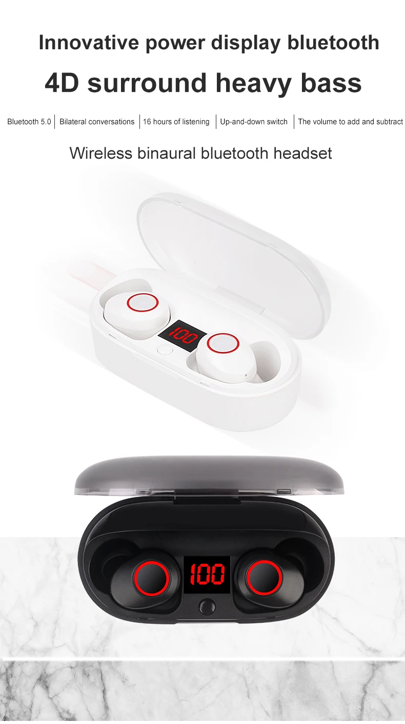 Новый J29 Bluetooth5.0 наушники вкладыши TWS с проявлением аккумуляторной батареи мини