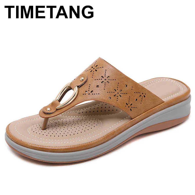 TIMETANGSummer с плоской подошвой уличные пляжные вьетнамки из цельного дерева Женские