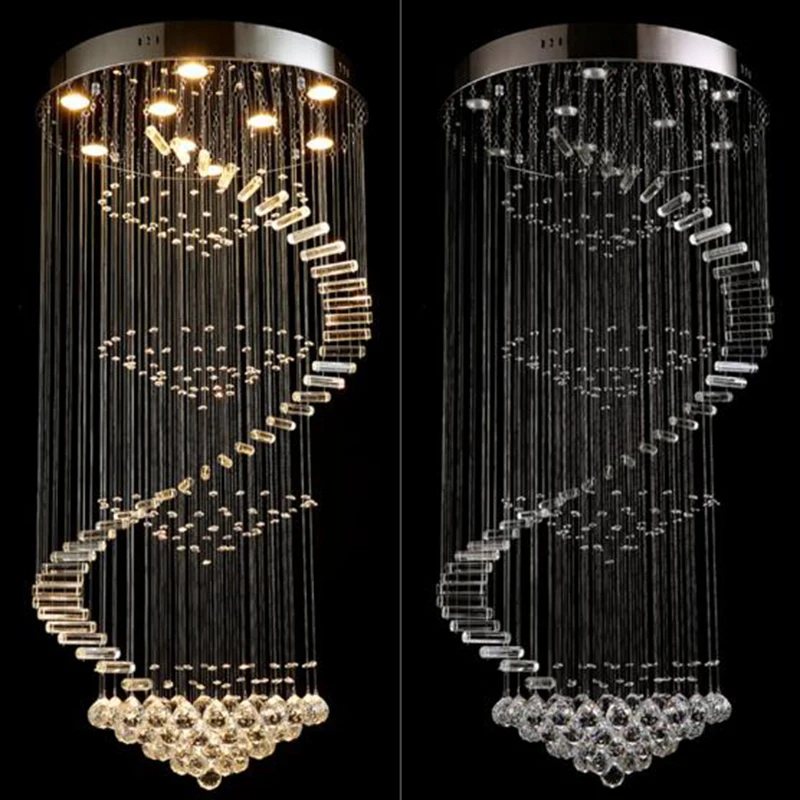 Современная люстра LED K9 Хрустальная длинная Лофт свет лестница большой размер
