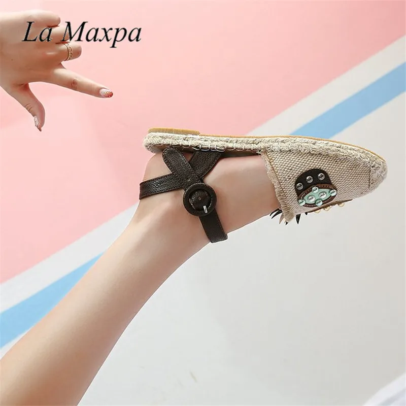 Обувь на плоской подошве в ананас парусиновые туфли-Espadrilles женские летние