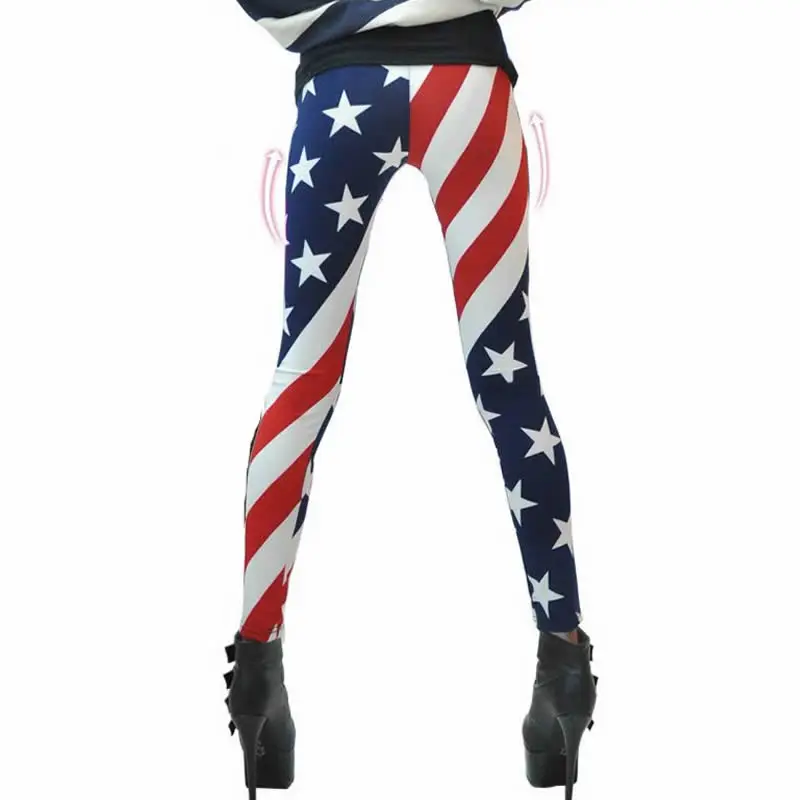 S157 American flag CHSDCSI Новые повседневные женские брюки прекрасные женские Мультяшные животные Мультяшные красивые леггинсы с принтом головы - Цвет: S157 American flag