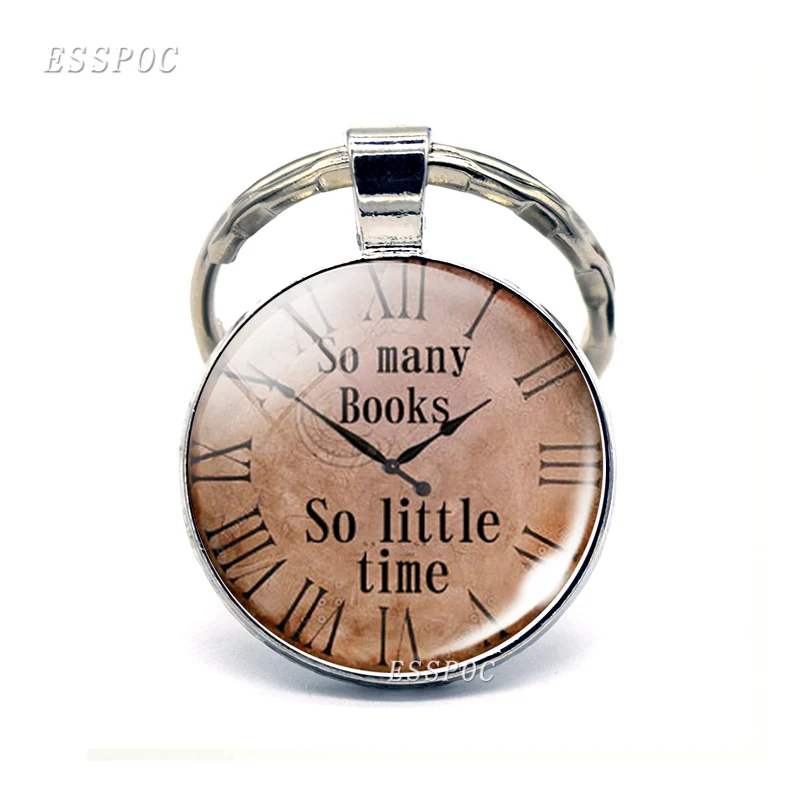 Брелок стеклянный с кабошоном металлический надписью So Little Time подарок для
