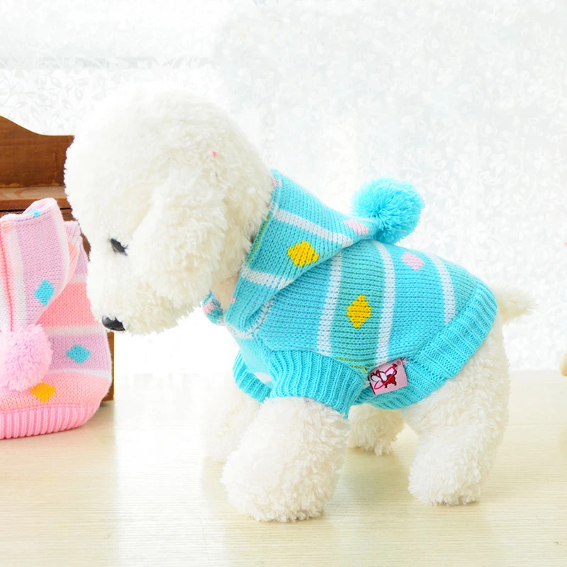 Толстовка в полоску с капюшоном для домашних питомцев и собак свитер щенков