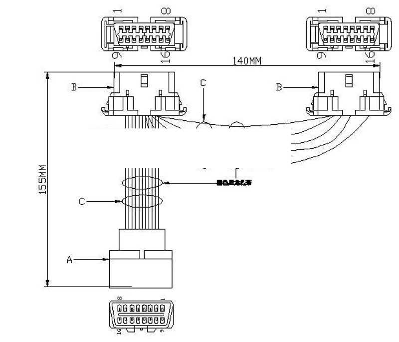 OBDII OBD 2 1 до 2 Y кабель женский 16 Pin сплиттер расширение авто разъем удлинитель Кабель адаптер