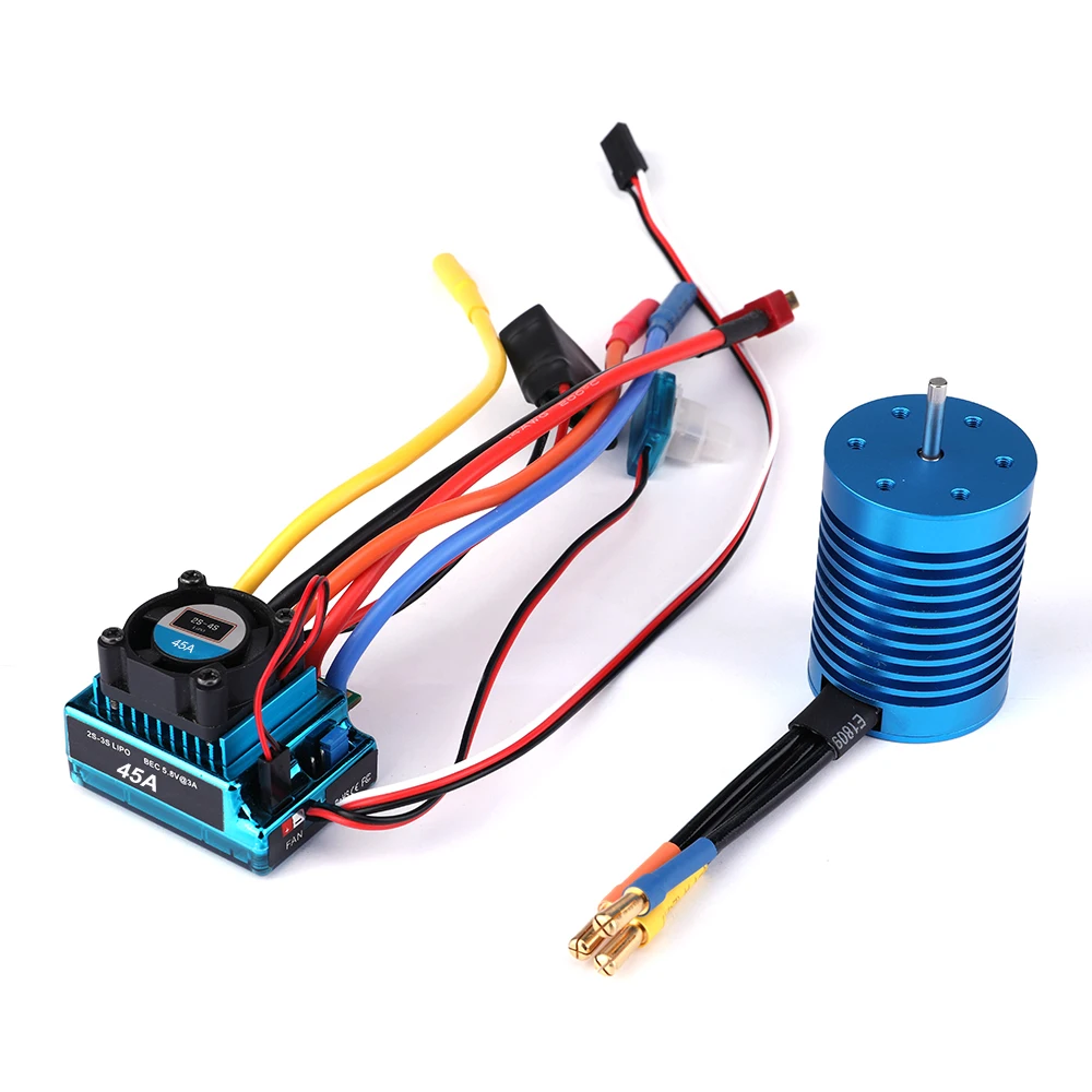 

F540 3000KV 4370KV Sensorless Brushless Motor & 45A Brushless ESC Electronic Speed Controller for 1/10 RC Car