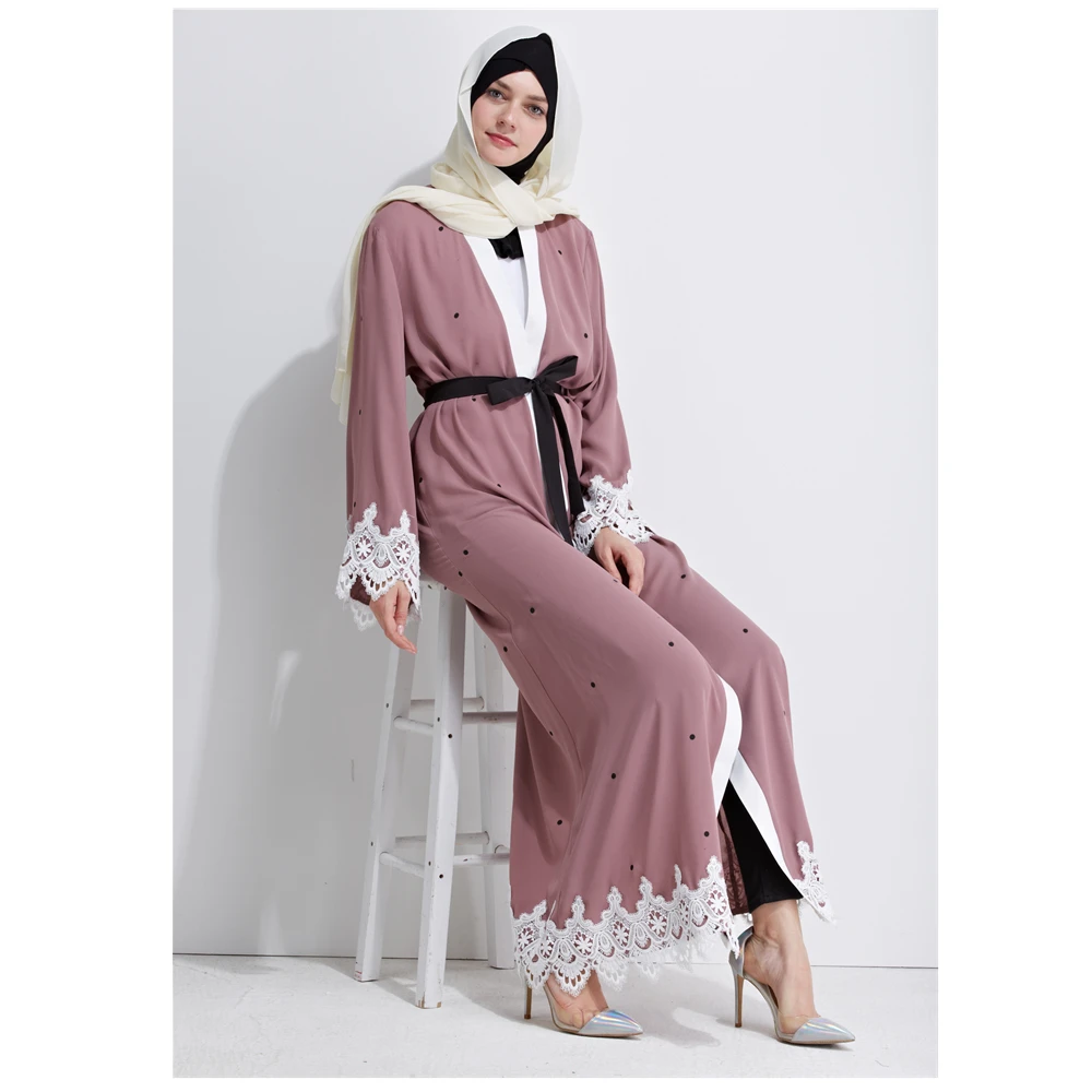 S-2XL Новинка 2017 взрослых Повседневное КРУЖЕВНОЙ ХАЛАТ мусульманин турецкий