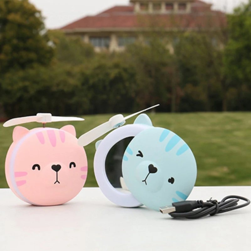 Usb мини вентилятор для макияжа Led зеркало Перезаряжаемый охлаждающий портативный