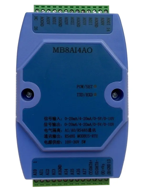 0 20 мА/4 мА/0 5 В/0 10 в аналоговый модуль ввода и вывода RS485 MODBUS MB8AI4AO|Запчасти для