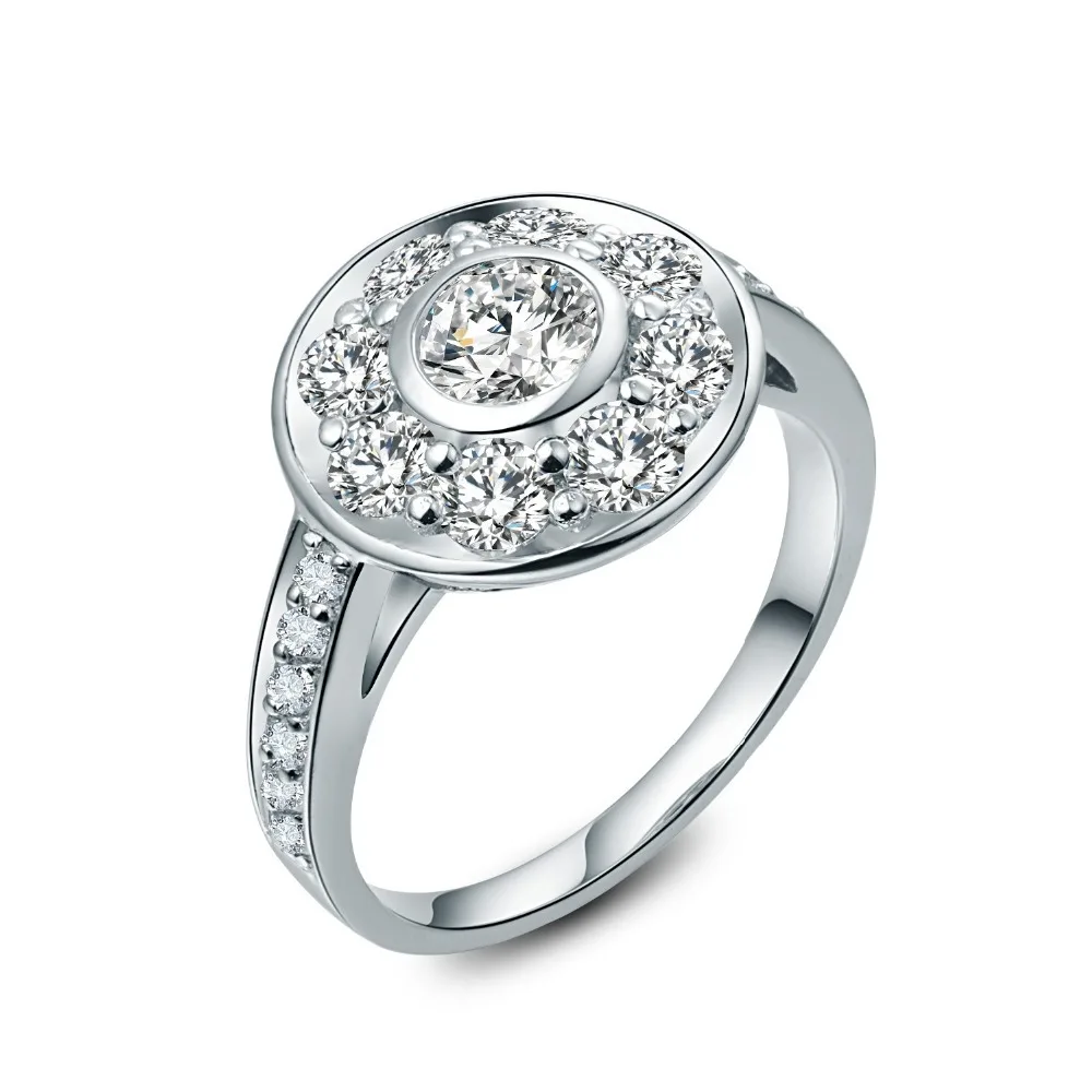 

Женское Обручальное кольцо из 18-каратного золота, обручальное кольцо с цветком и имитацией бриллианта, 2,5 карат