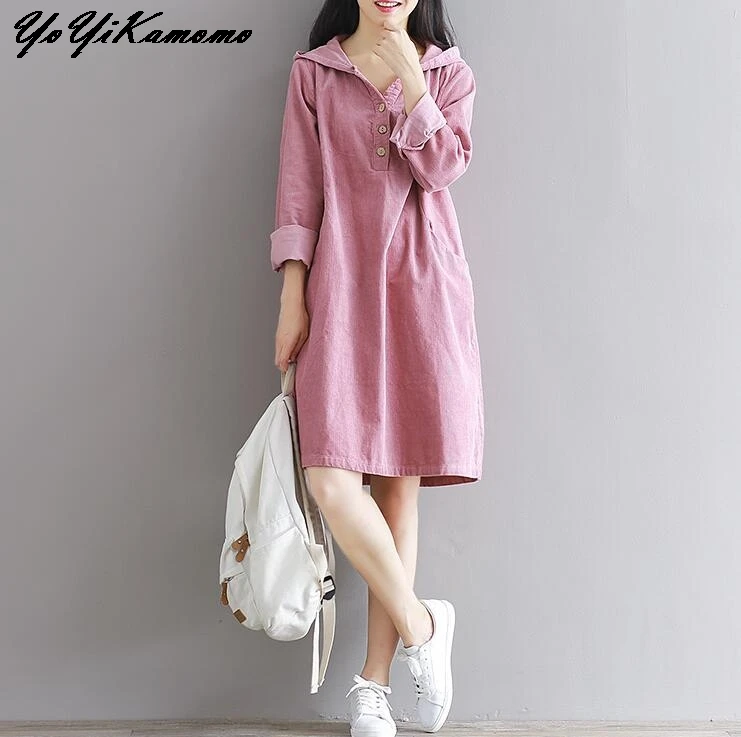 YoYiKamomo 2018 Весна Зима Женская винтажная Вельветовая Толстовка с длинным рукавом