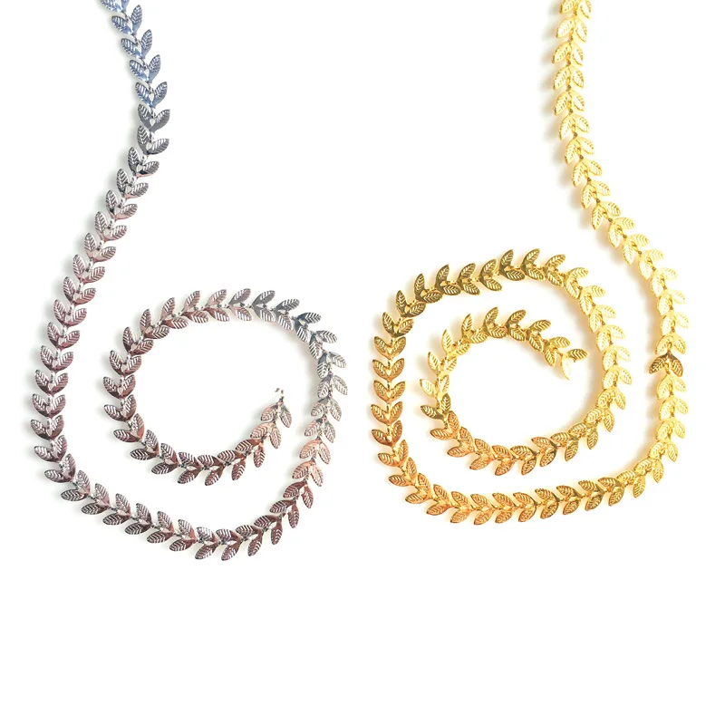 

wholesale 1meter/lot 14k gold plated fancy fish bone chain golden silver accessories jewelry making craft findings DIY for women