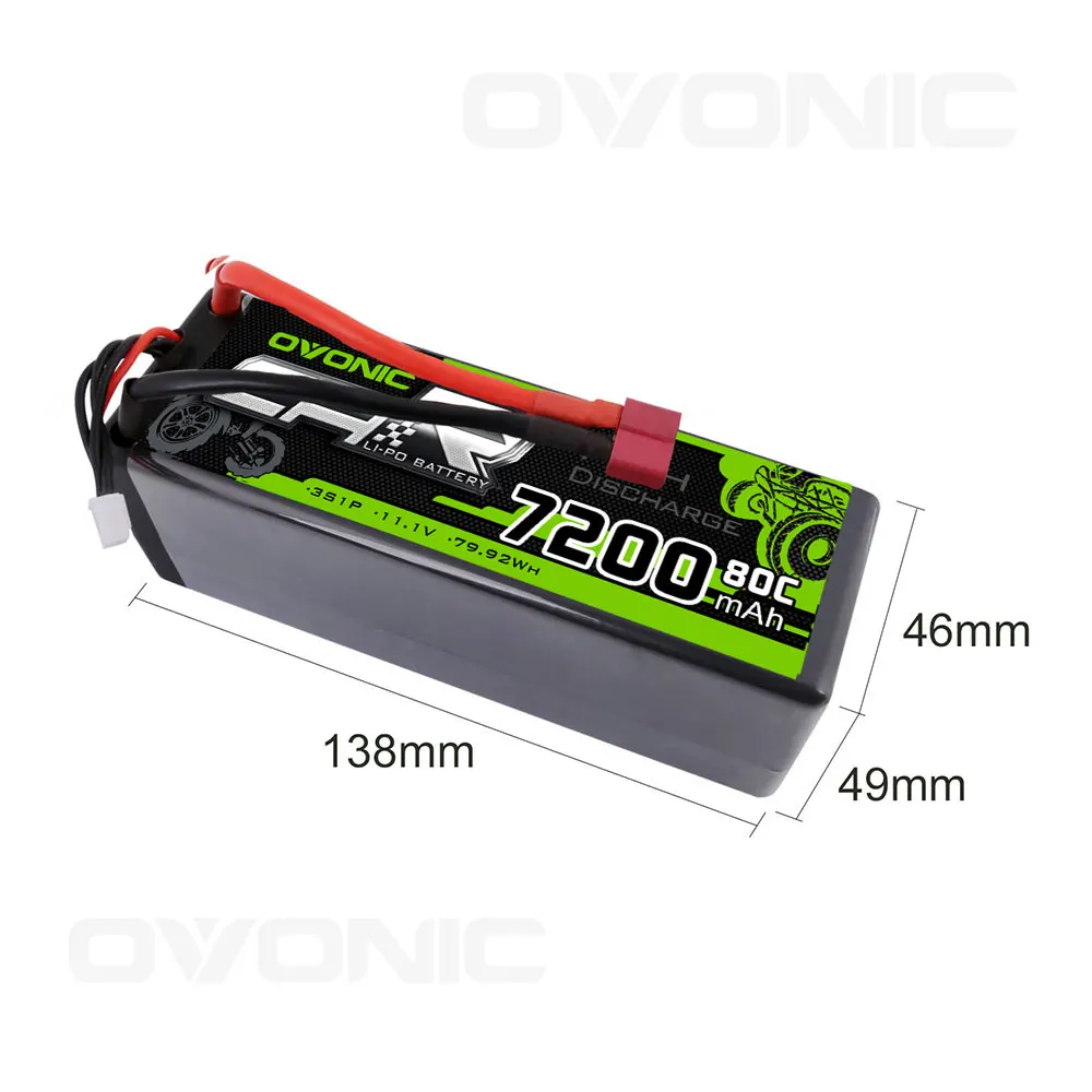 Аккумулятор osonic 7200mAh Lipo 3S 11,1 V 80C Deans, жесткий чехол с разъемом для осевой гонки Redcat 1/8 1/10 RC, автомобиль, багги, грузовик