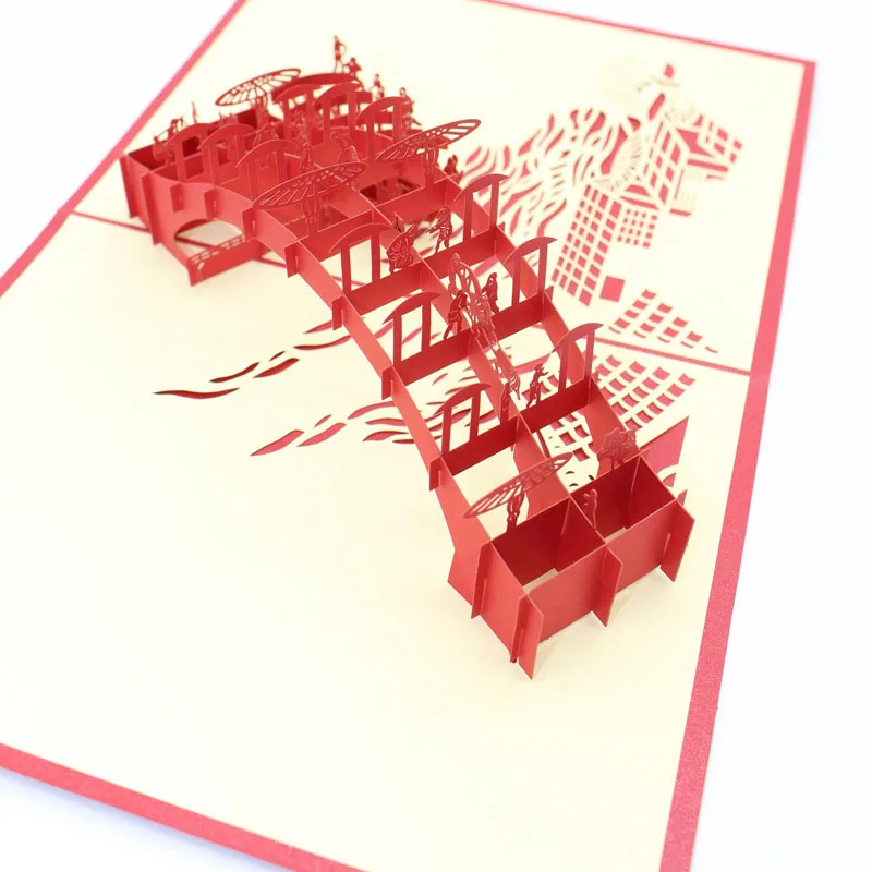 3D лазерная резка ручной работы Риверсайд Сцена на Qingming Фестиваль бумаги
