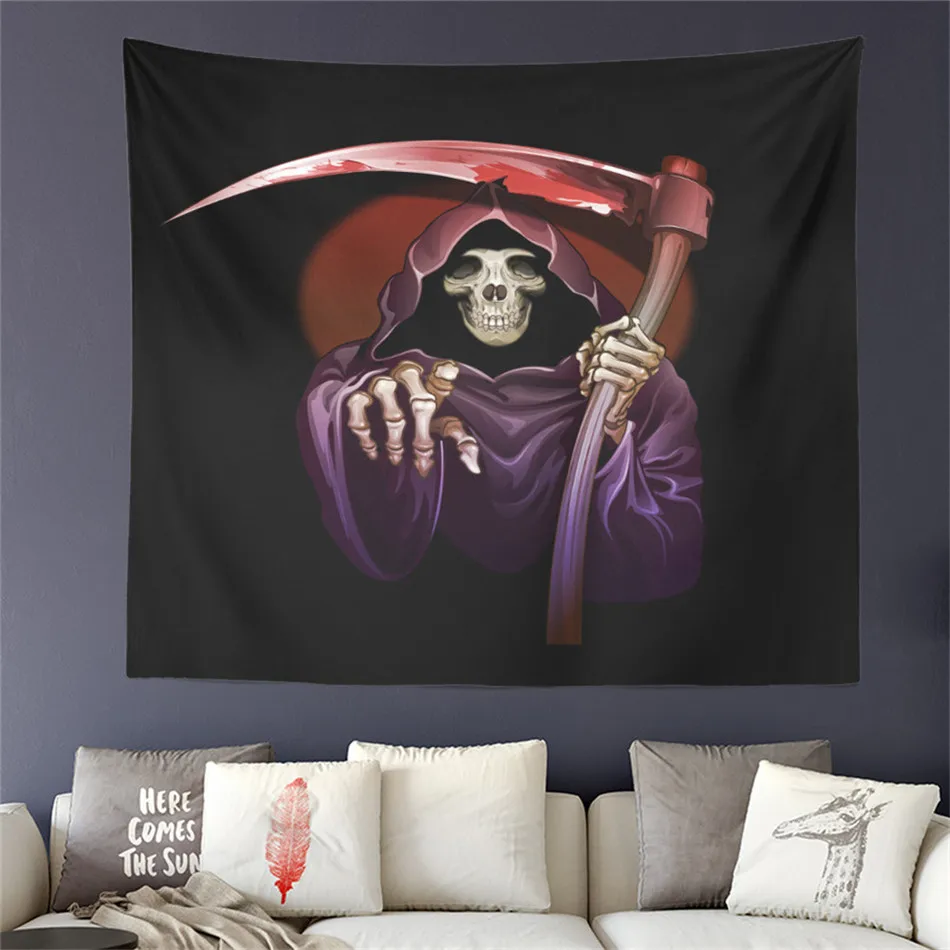 Гобелен День мертвых Декор Grim Reaper печать на стене висит Хэллоуин этнический