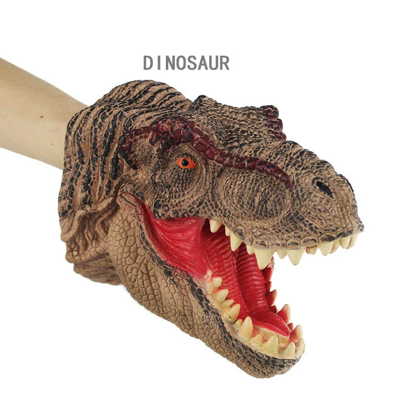 Dinosaur Hippopotamus Crocodiles Rhinoceros Hand Gloves Puppet Animal Head Toys Soft Gelatin Children's Role Playing Boys | Игрушки и